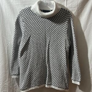 Karen Scott Cotton Texture 2-Tone Turtleneck Long Sleeve Sweater Large
